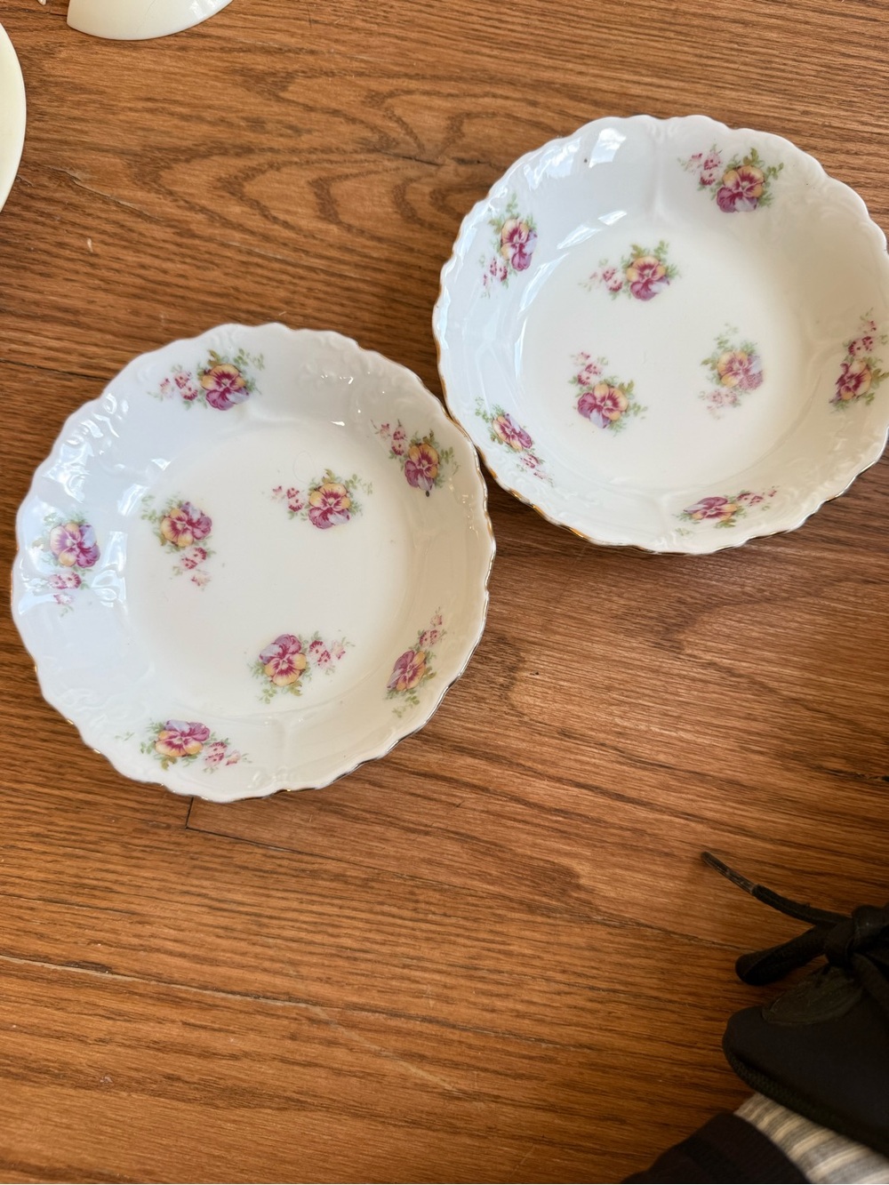 Set of 2 O & EG Royal Austria porcelain floral bowls